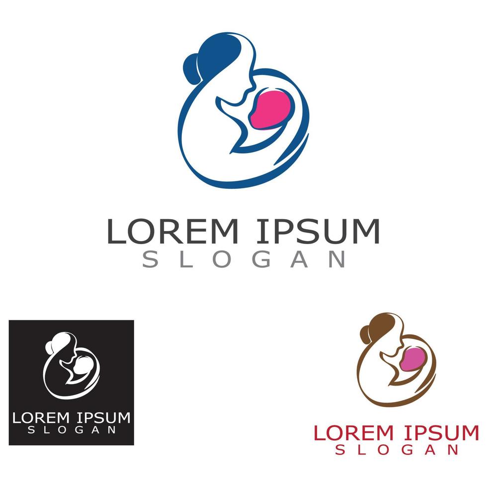 modèle d'inspiration de concept de conception de logo de soins de maman et de bébé vecteur