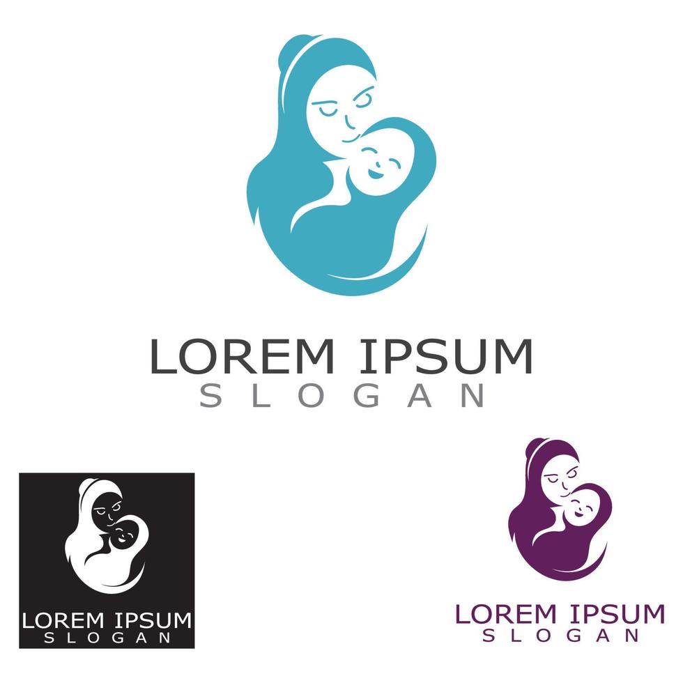 modèle d'inspiration de concept de conception de logo de soins de maman et de bébé vecteur