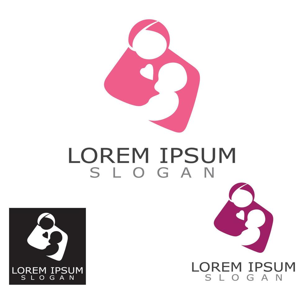 modèle d'inspiration de concept de conception de logo de soins de maman et de bébé vecteur