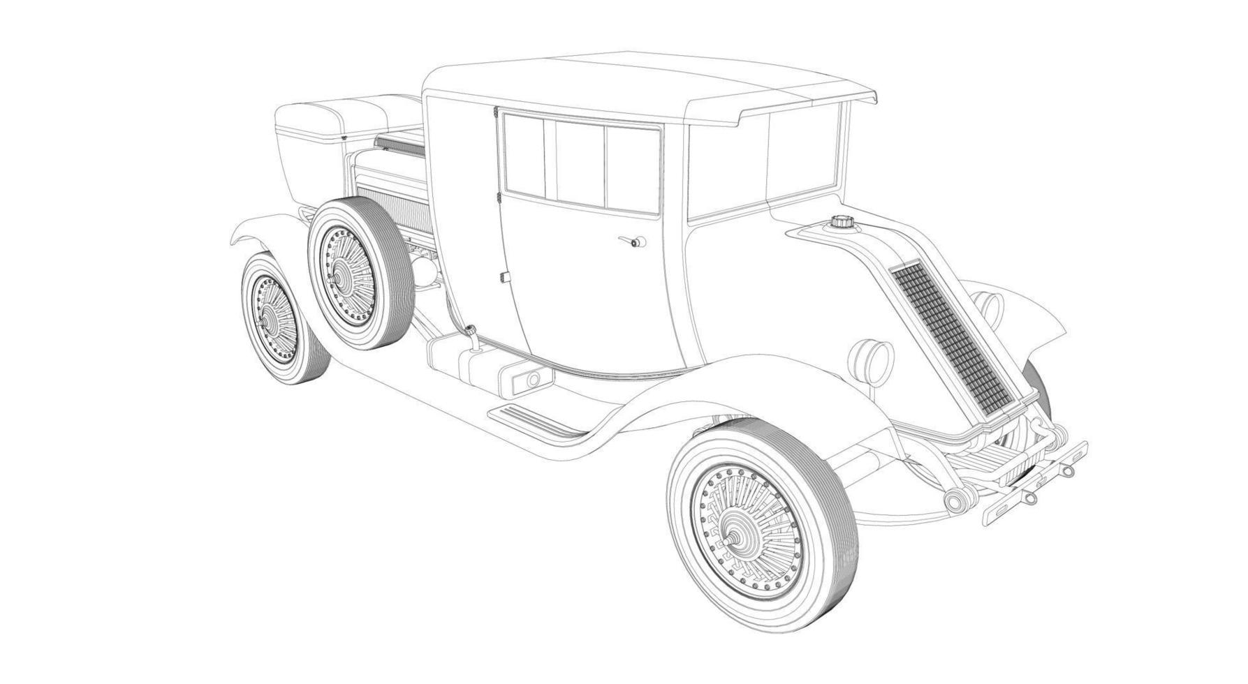 dessin au trait de conception de voiture ancienne vecteur