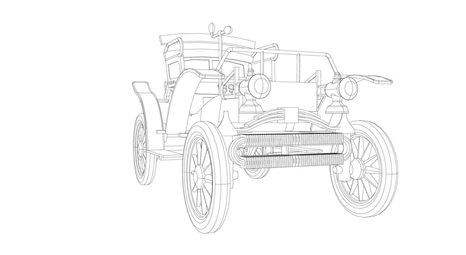 dessin au trait de conception de voiture classique vecteur