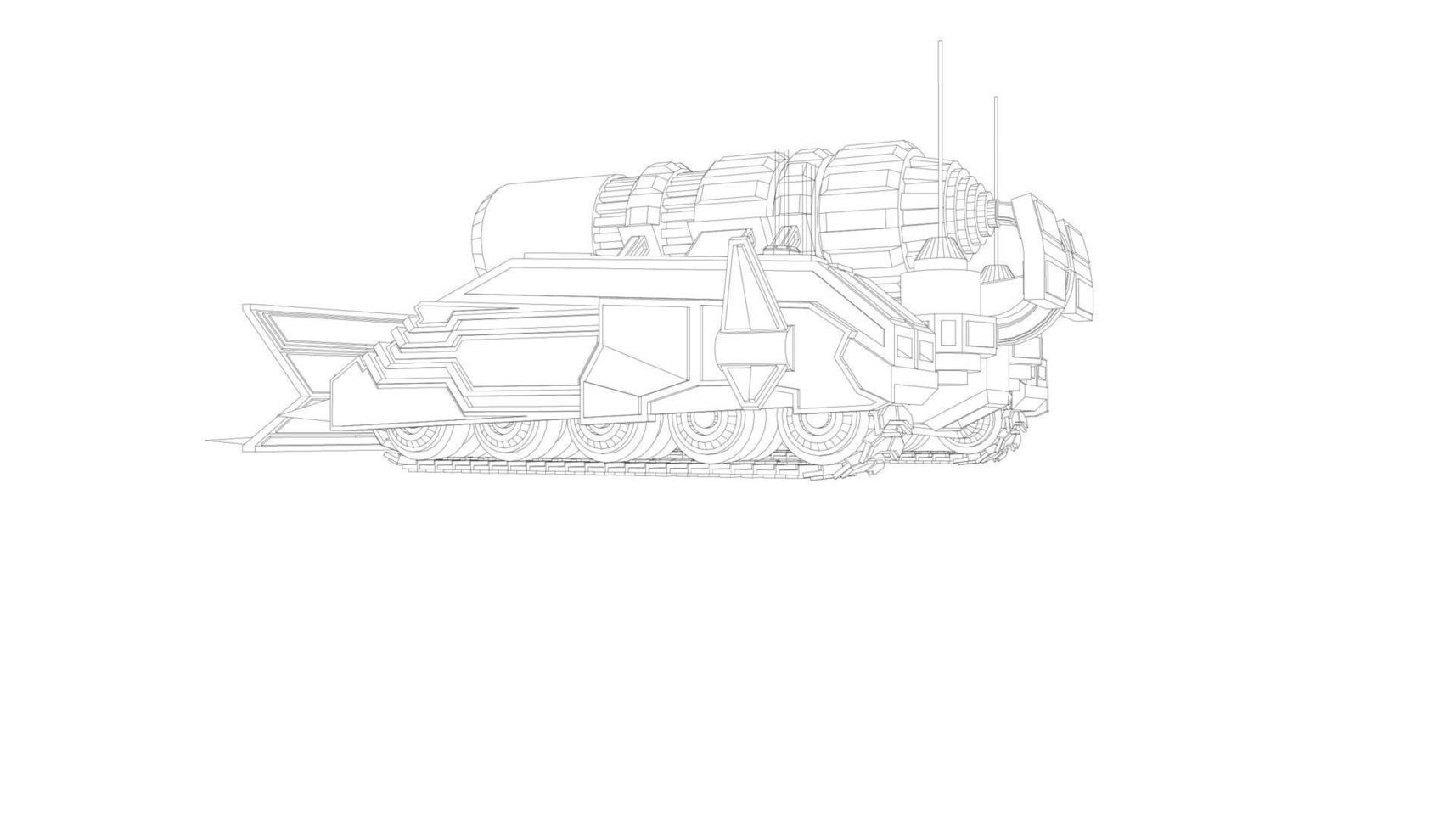 dessin au trait du char d'assaut vecteur