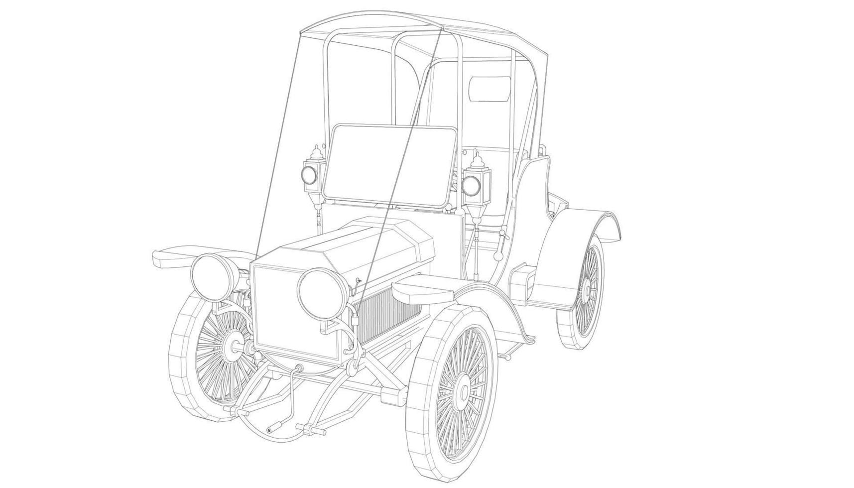 dessin au trait de conception de voiture ancienne vecteur