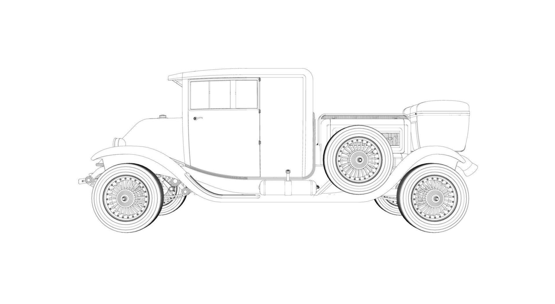 dessin au trait de conception de voiture ancienne vecteur