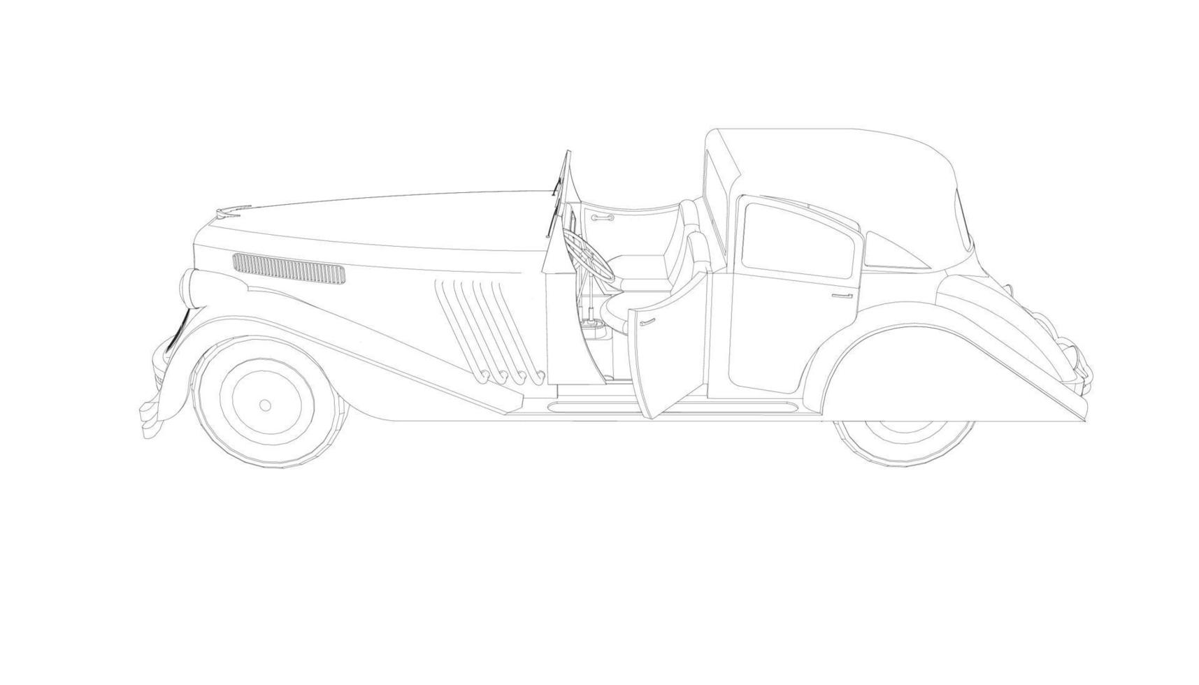 dessin au trait de conception de voiture ancienne vecteur