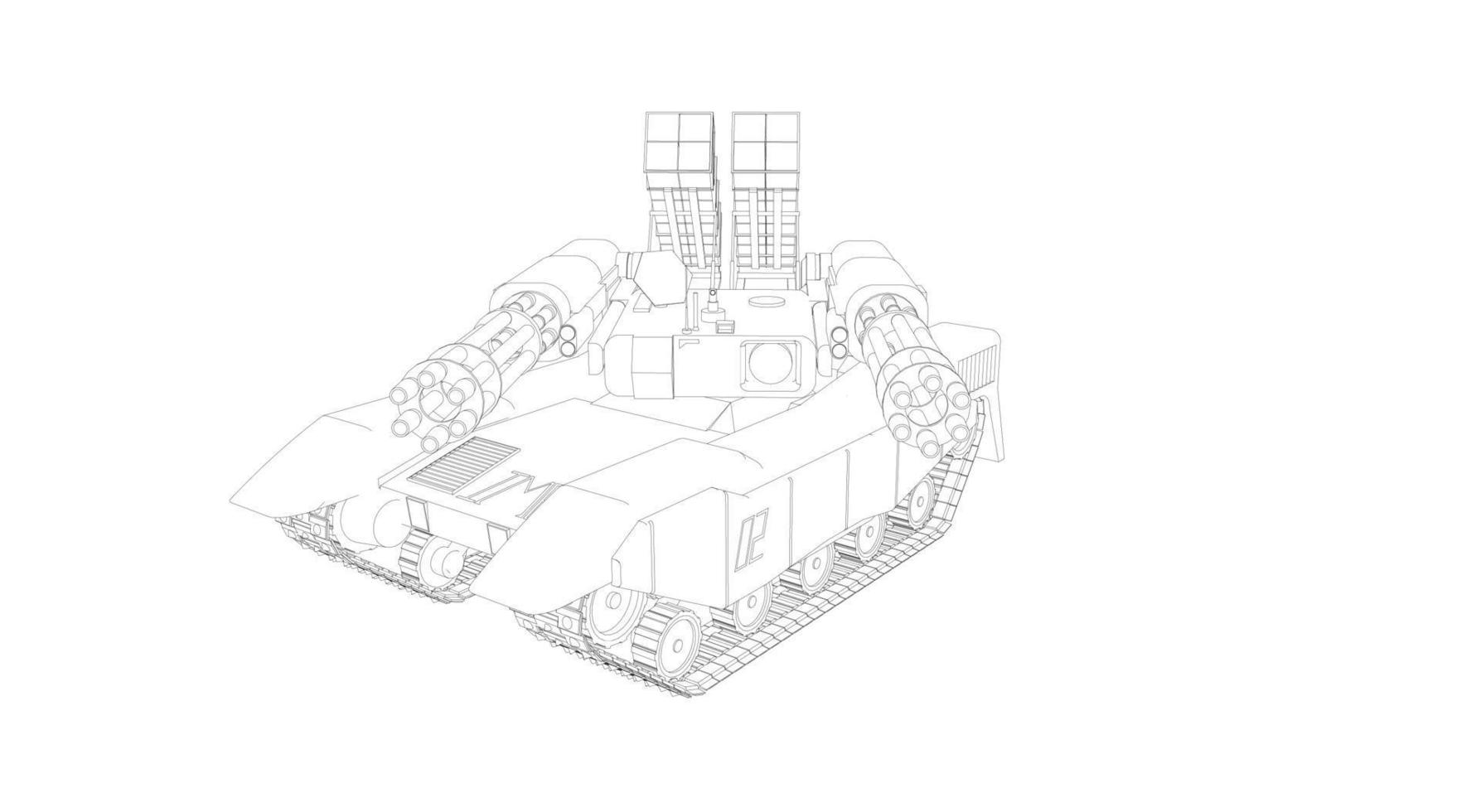 dessin au trait de chars militaires vecteur