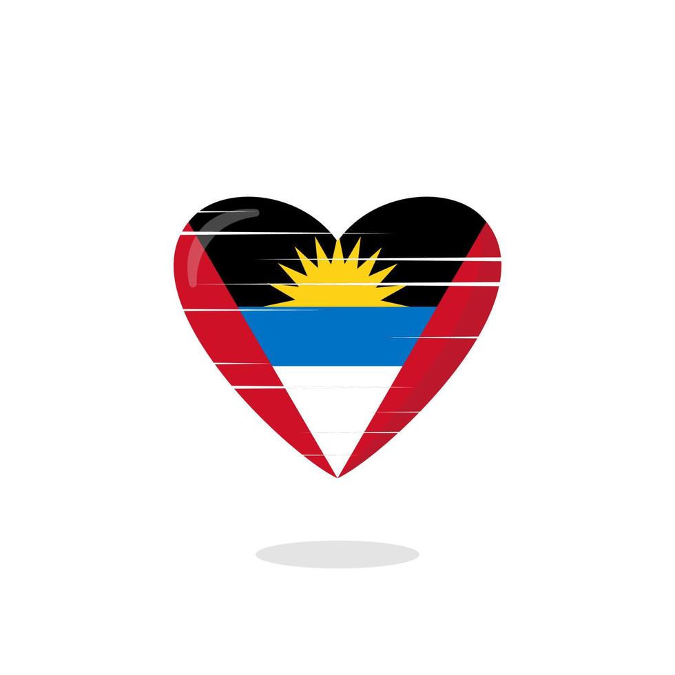 illustration de l'amour en forme de drapeau d'antigua et barbuda vecteur