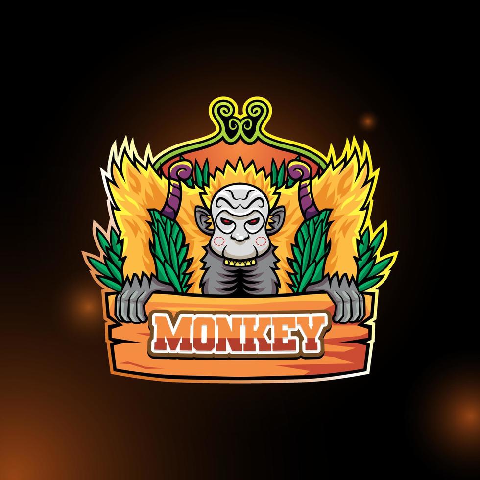 singe roi de la jungle mascotte logo vecteur