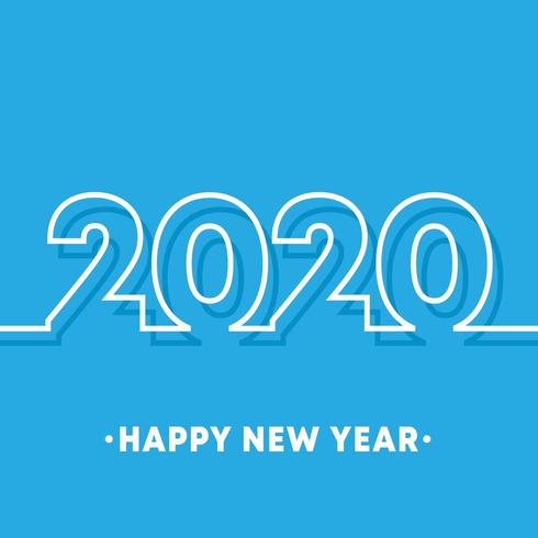 Modèle de fond 2020 bonne année. Conception de lignes minimale pour la typographie, les produits d&#39;impression, des dépliants, des couvertures de brochures ou des cartons d&#39;invitation vecteur