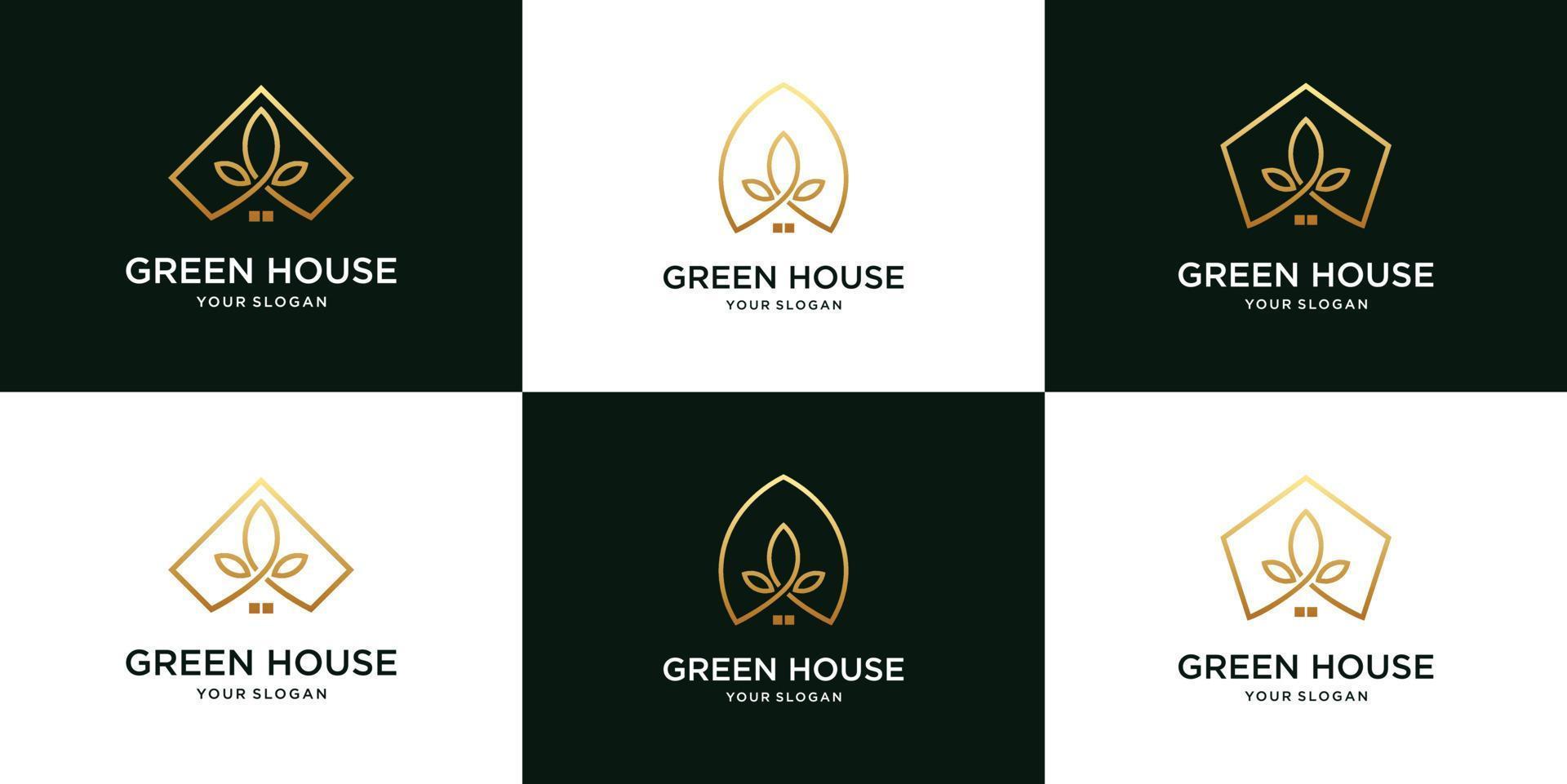 modèle de logo de maison verte avec un concept moderne vecteur