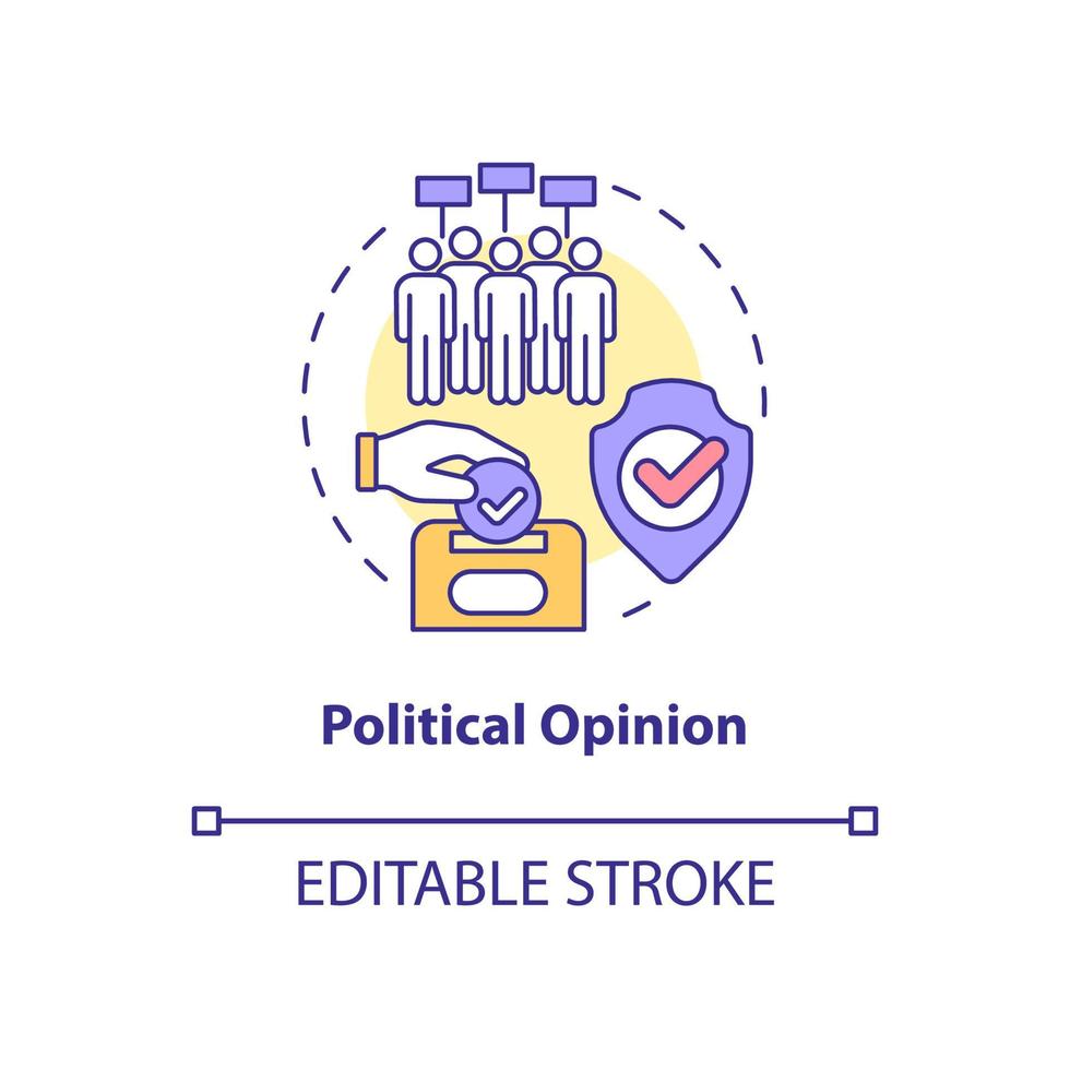 icône de concept d'opinion politique. illustration de la ligne mince de l'idée abstraite de la protection des informations sensibles personnelles. dessin de contour isolé. trait modifiable. roboto-medium, une myriade de polices pro-gras utilisées vecteur