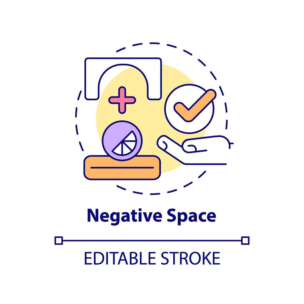icône de concept d'espace négatif. composition visuelle. principes de la conception graphique idée abstraite illustration de la ligne mince. dessin de contour isolé. trait modifiable. arial, myriade de polices pro-gras utilisées vecteur