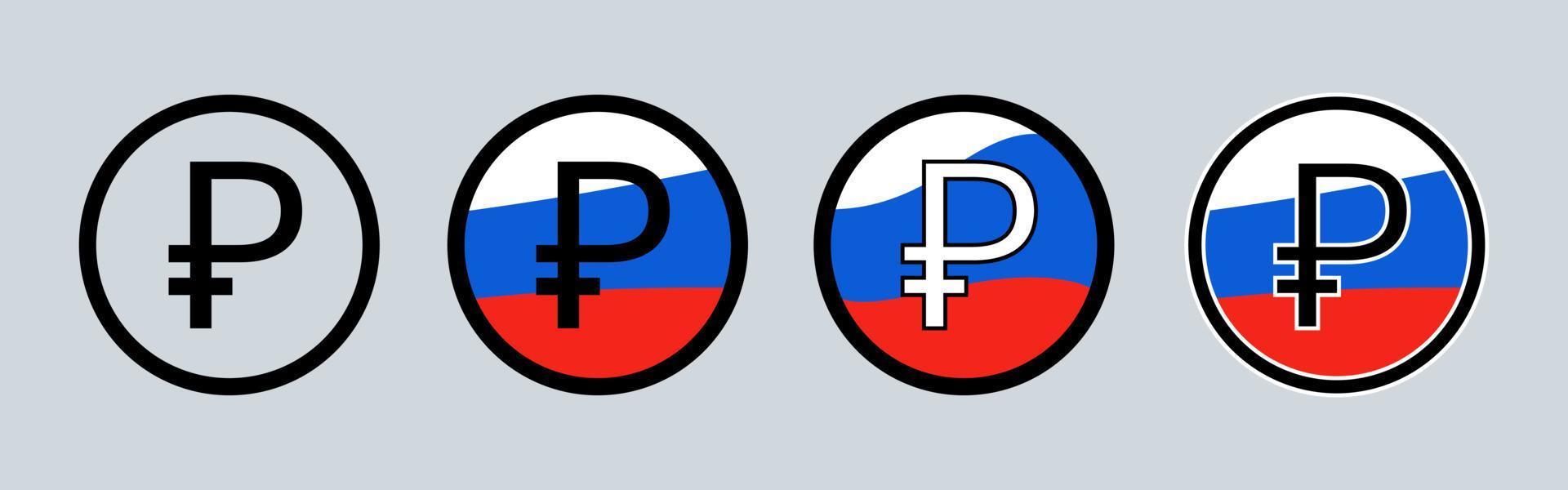 rouble russe sur l'illustration vectorielle du drapeau tricolore russe pour le concept d'entreprise de conception vecteur