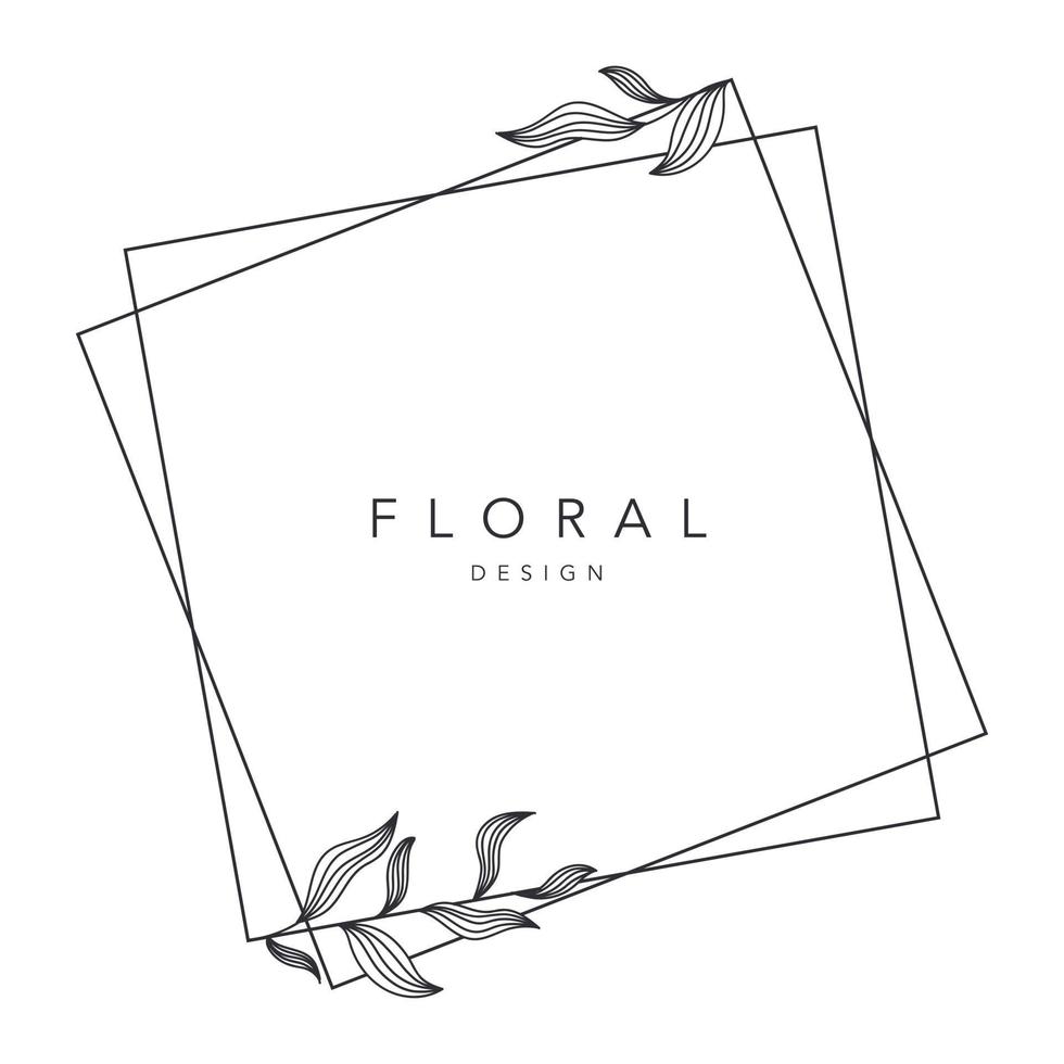 fleur cadre logo mariage cadre diamant géométrique invitation carte modèle dessiné à la main illustration vectorielle vecteur