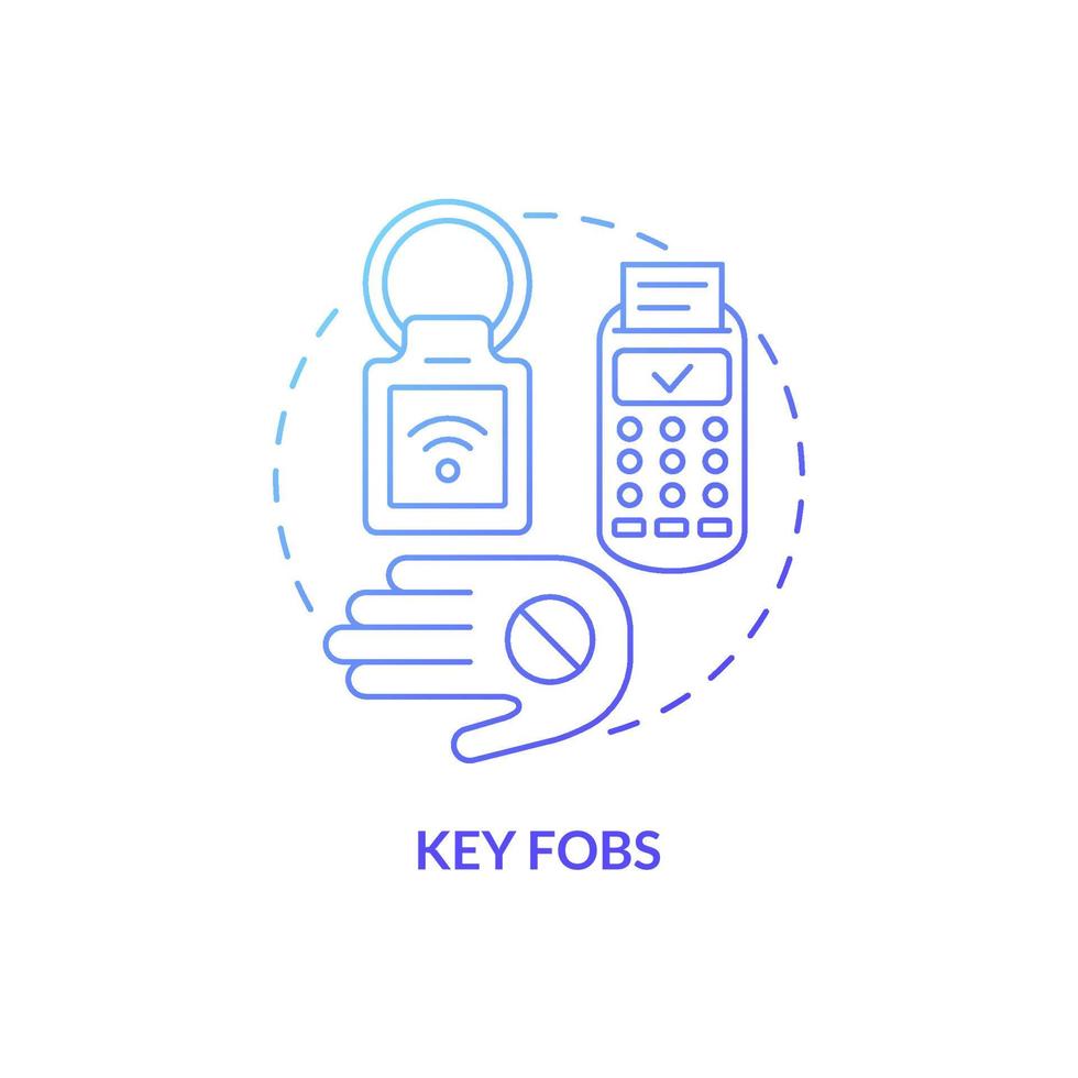 icône de concept de dégradé bleu porte-clés. commande de verrouillage innovante. illustration de ligne mince d'idée abstraite de système sans contact. dessin de contour isolé. roboto-medium, une myriade de polices pro-gras utilisées vecteur
