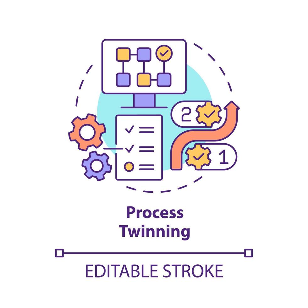 icône de concept de jumelage de processus. optimiser les résultats idée abstraite illustration en ligne mince. niveau de jumelage. dessin de contour isolé. trait modifiable. roboto-medium, une myriade de polices pro-gras utilisées vecteur