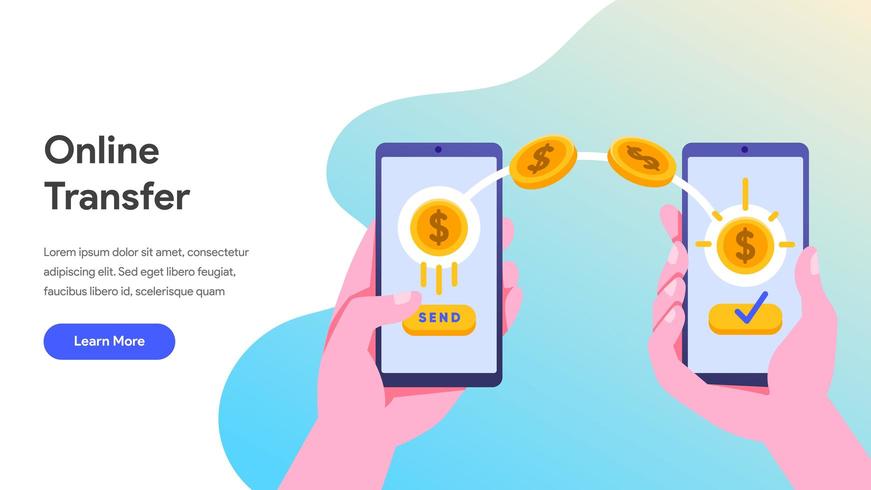 Transfert d&#39;argent en ligne avec mobile vecteur