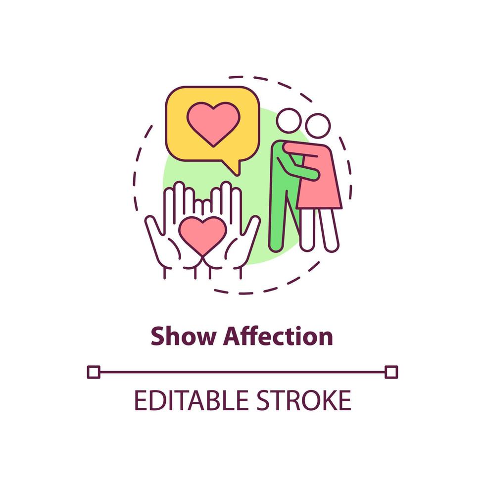 afficher l'icône de concept d'affection. soutien du partenaire pendant la grossesse idée abstraite illustration de la ligne mince. donner des câlins et des bisous à une femme enceinte. dessin de couleur de contour isolé de vecteur. trait modifiable vecteur