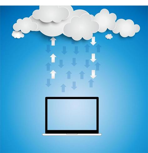 Concept de Cloud Computing en style de papier découpé vecteur