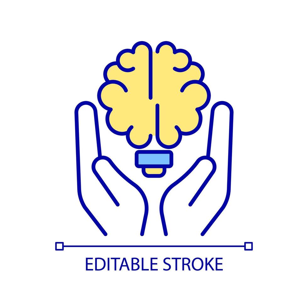 droits de propriété intellectuelle icône de couleur rvb. l'intellect humain. innovation et créativité. capacités mentales. esprit humain. illustration vectorielle isolée. dessin au trait rempli simple. trait modifiable vecteur
