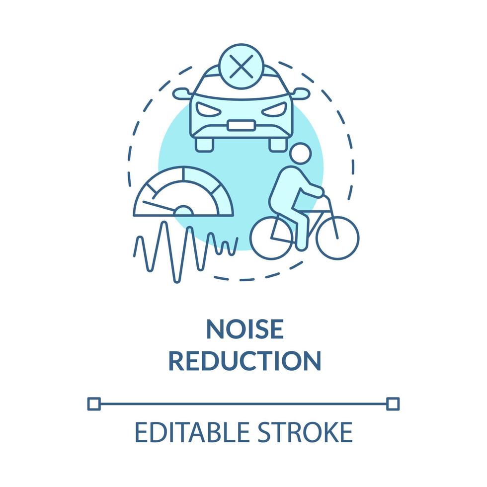 icône de concept bleu de réduction du bruit. but de partage de vélo idée abstraite illustration de ligne mince. milieux urbains. réduire les niveaux de pollution sonore. dessin de couleur de contour isolé de vecteur. trait modifiable vecteur