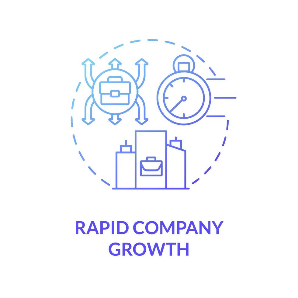 icône de concept de gradient bleu de croissance rapide de l'entreprise. illustration de la ligne mince de l'idée abstraite de croissance externe. fusions et acquisitions. développement de l'entreprise. dessin de couleur de contour isolé de vecteur