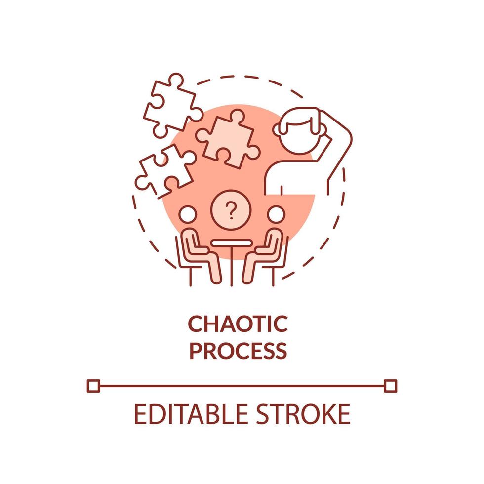 icône de concept de processus chaotique en terre cuite. lumière rouge dans le processus d'entretien d'embauche idée abstraite illustration de la ligne mince. dessin de contour isolé. trait modifiable. arial, myriade de polices pro-gras utilisées vecteur