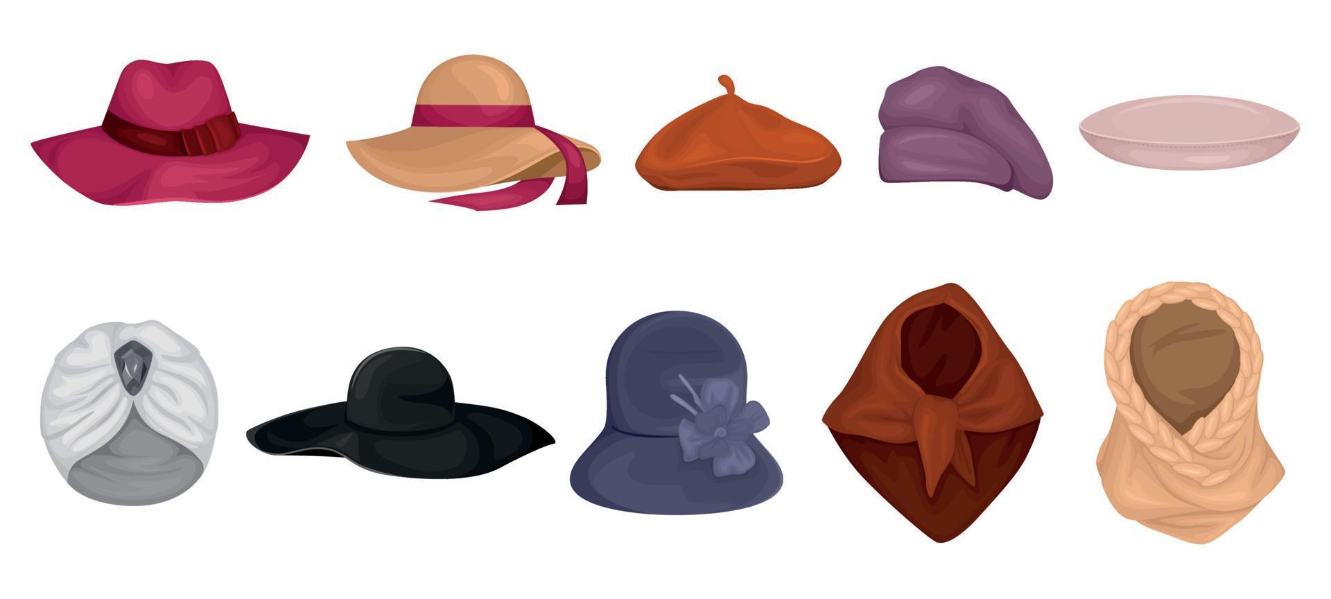 ensemble de chapeaux à la mode pour femmes vecteur