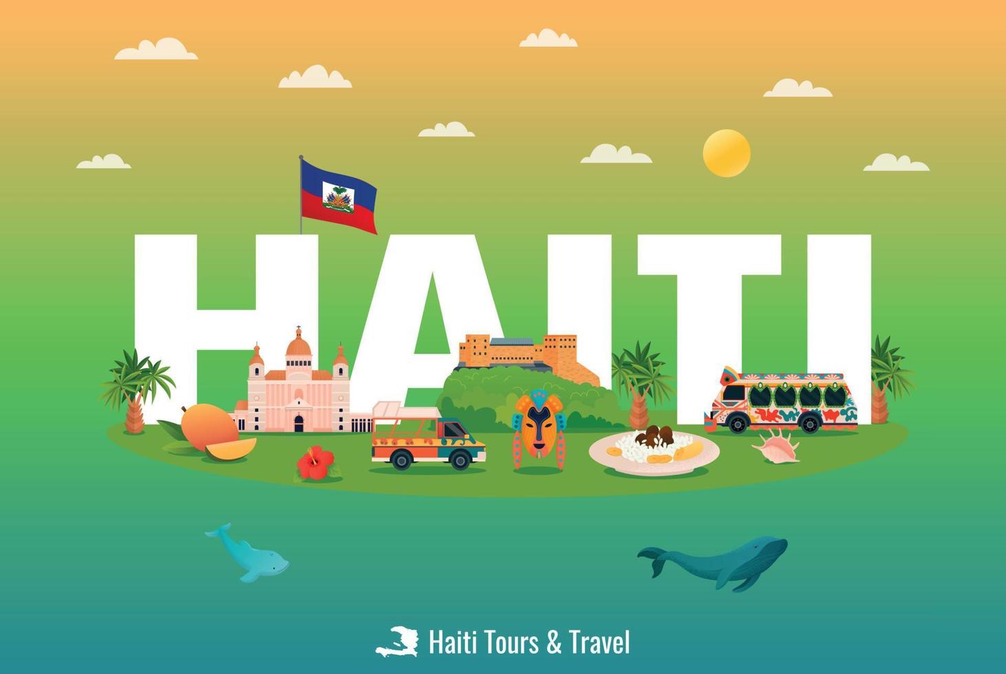 affiche de visites en haïti vecteur