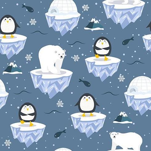 Modèle sans couture de Noël avec pingouin sur la banquise vecteur