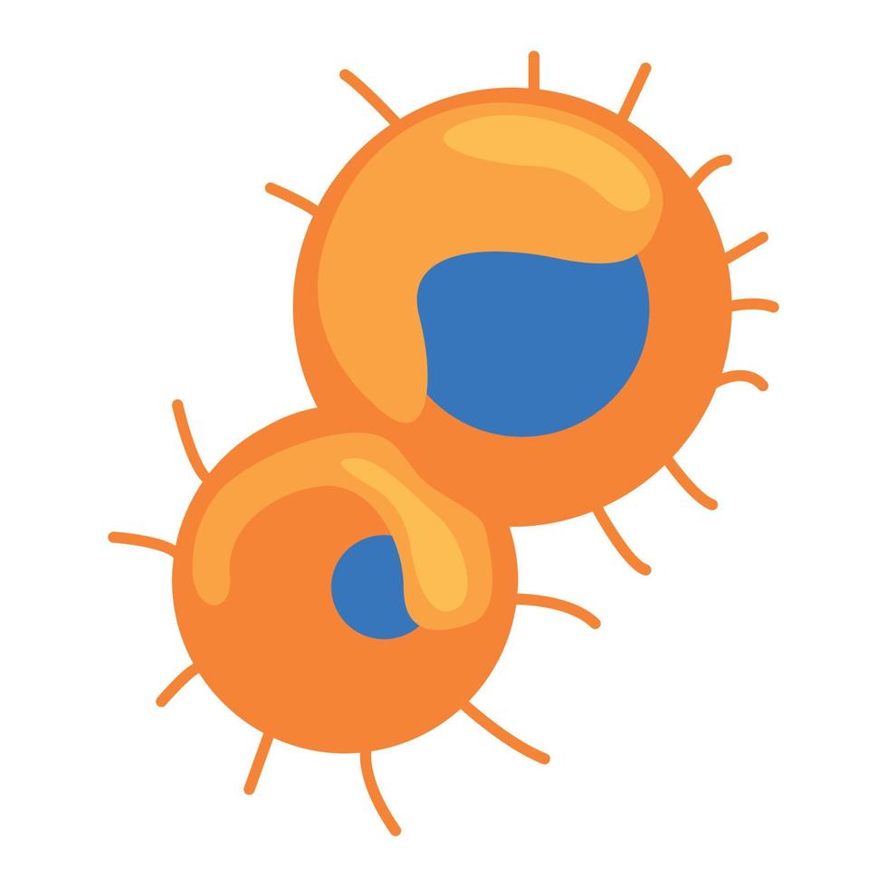 micro-organismes orange avec noyaux bleus objet vectoriel de couleur semi-plat