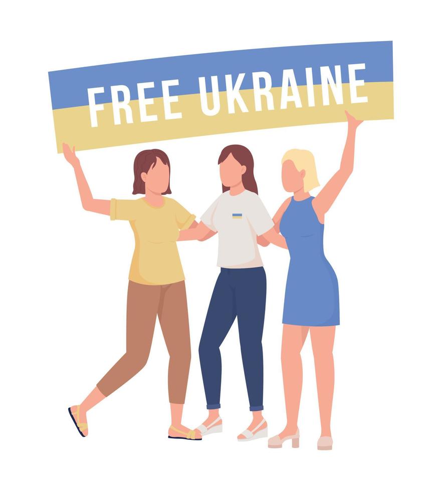 femmes contre la guerre en ukraine caractères vectoriels de couleur semi-plats vecteur