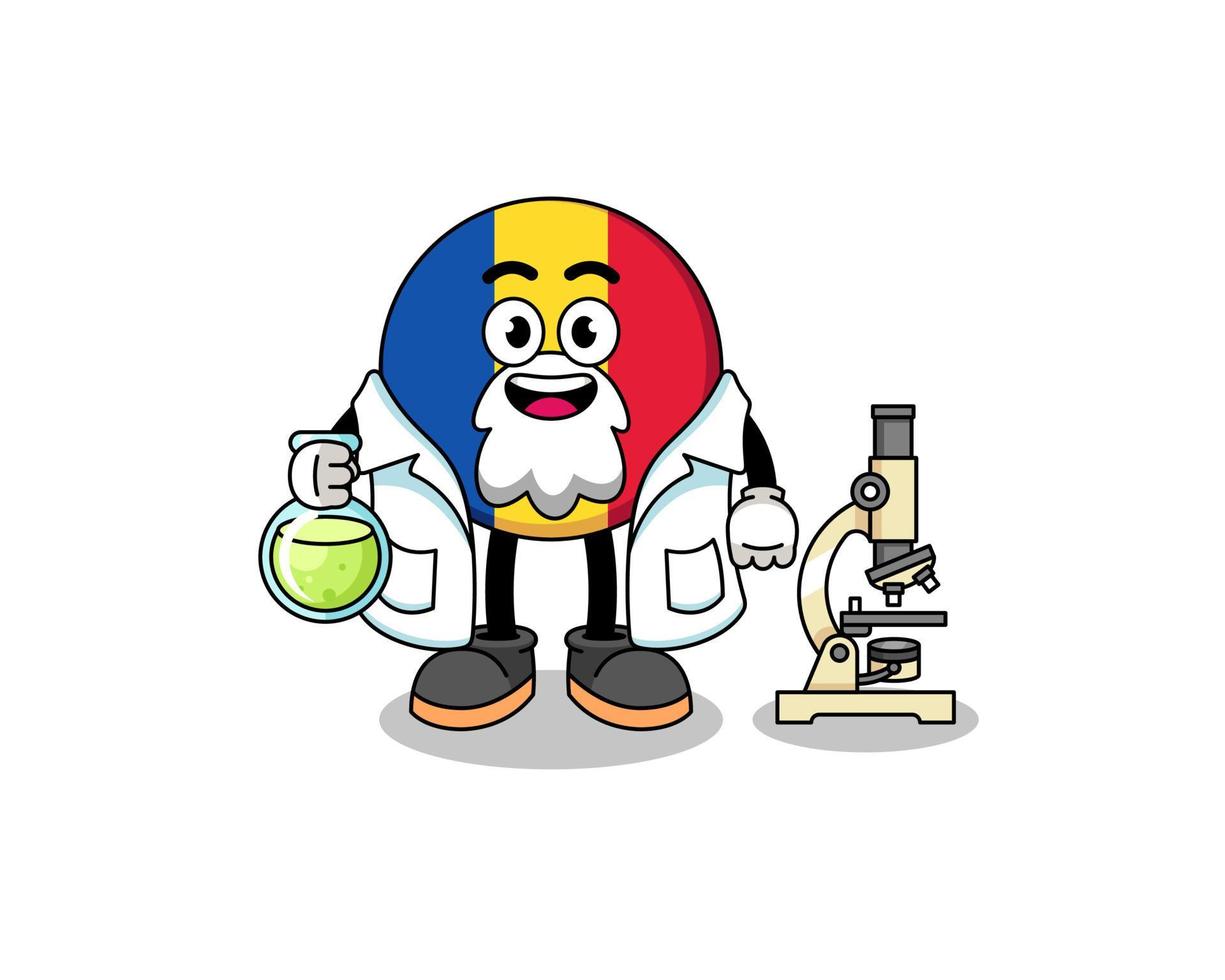 mascotte du drapeau de la roumanie en tant que scientifique vecteur