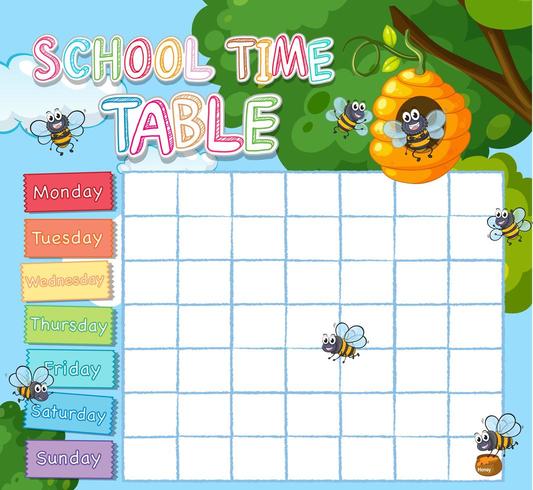 Modèle de calendrier scolaire avec les abeilles vecteur