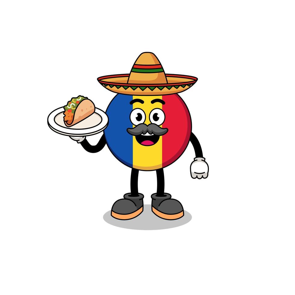 personnage de dessin animé du drapeau de la roumanie en tant que chef mexicain vecteur