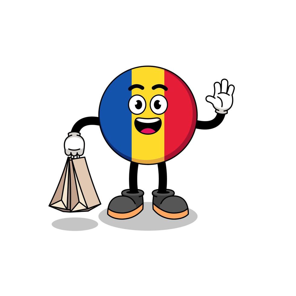 dessin animé de la roumanie drapeau shopping vecteur