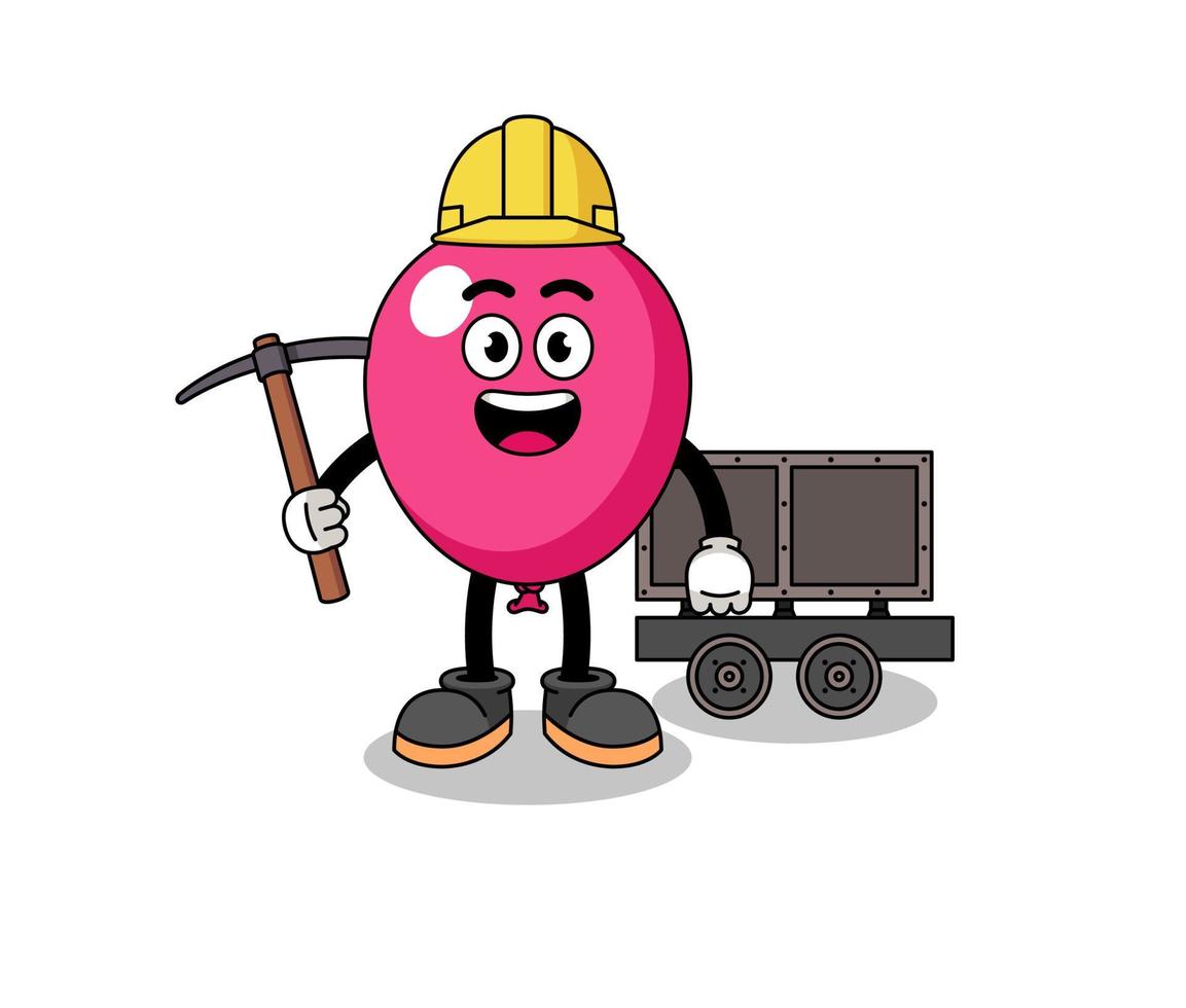 illustration de mascotte de mineur de ballon vecteur