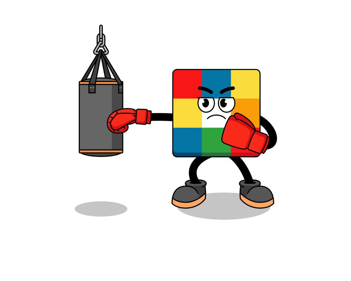 illustration du boxeur puzzle cube vecteur