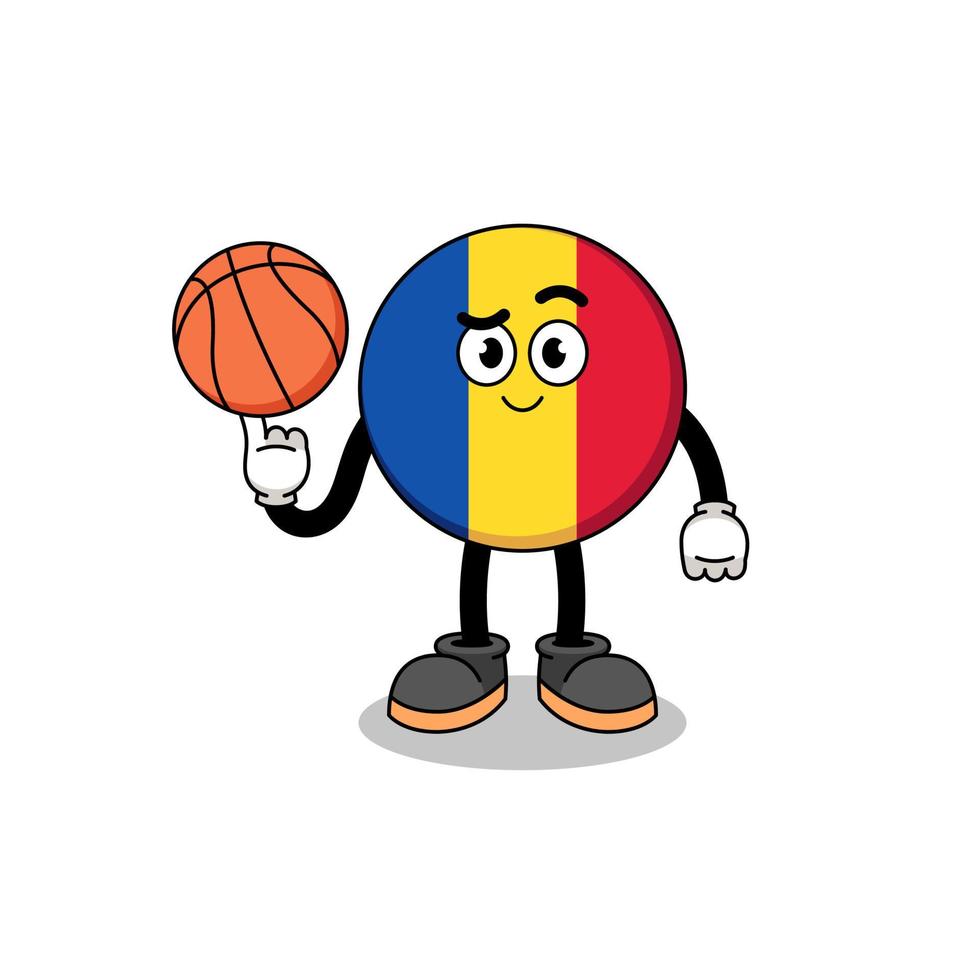 illustration du drapeau de la roumanie en tant que joueur de basket vecteur