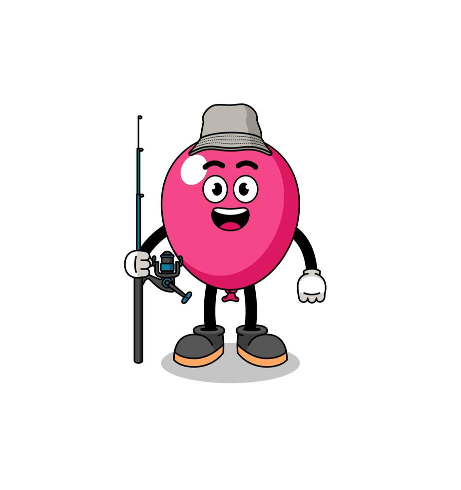 mascotte, illustration, de, ballon, pêcheur vecteur