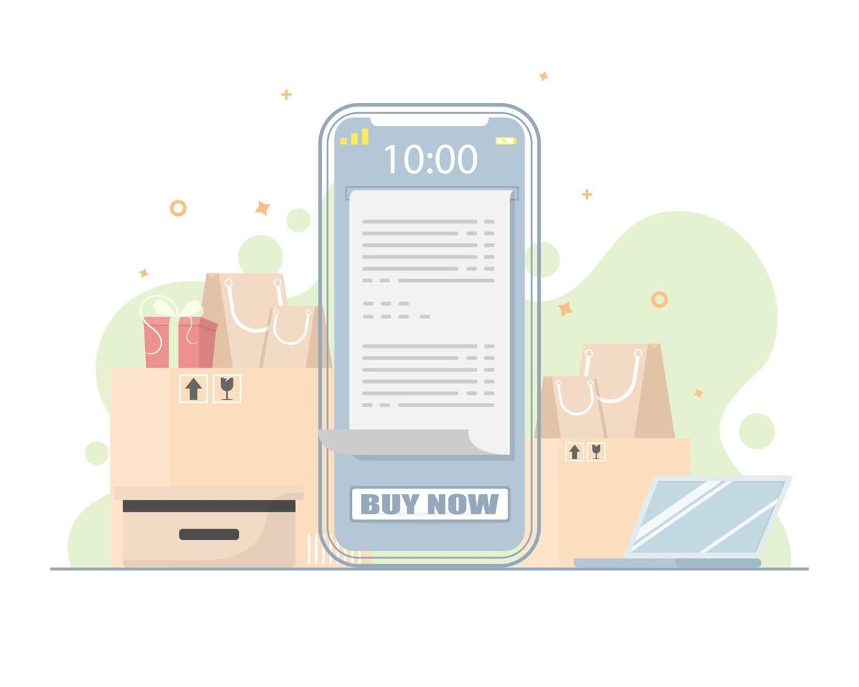 conception de smartphone créative de vecteur, achats en ligne avec smartphone. vecteur
