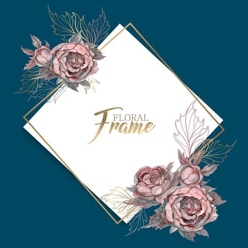 Cadre de mariage avec invitation de fleurs. vecteur