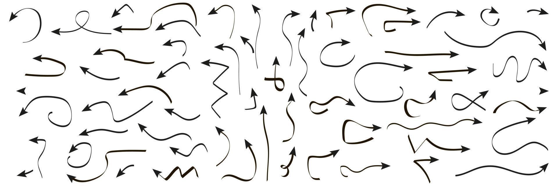 ensemble d'icônes de flèches dessinées à la main avec des directions différentes. illustration vectorielle sur fond blanc vecteur