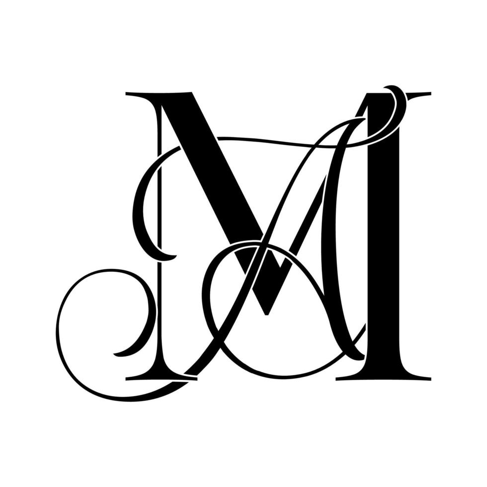 ma, suis, logo monogramme. icône de signature calligraphique. monogramme de logo de mariage. symbole de monogramme moderne. logo de couple pour mariage vecteur