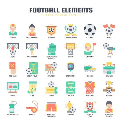 Football Elements Thin Line Icons vecteur