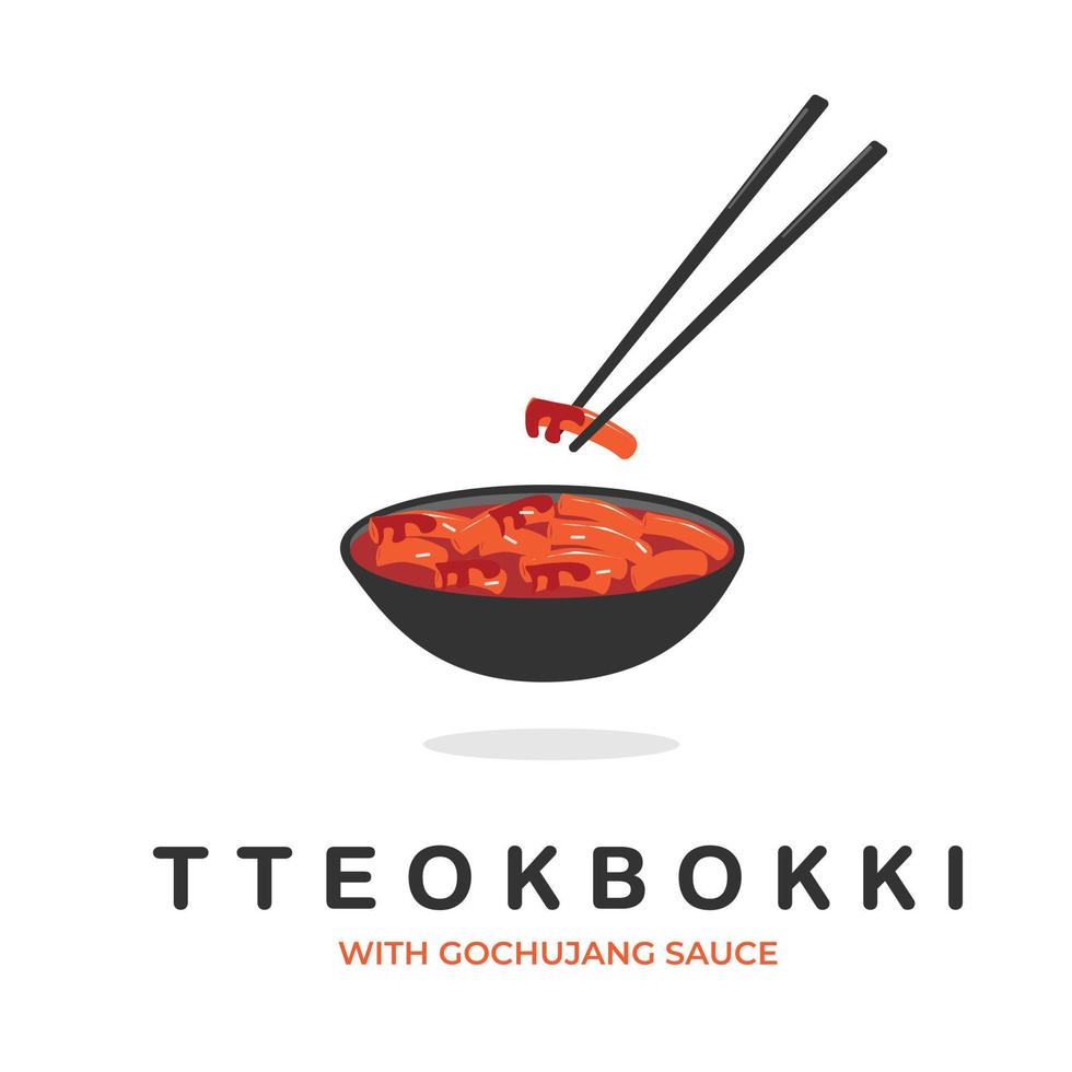 logo illustration de la cuisine coréenne tteokbokki vecteur