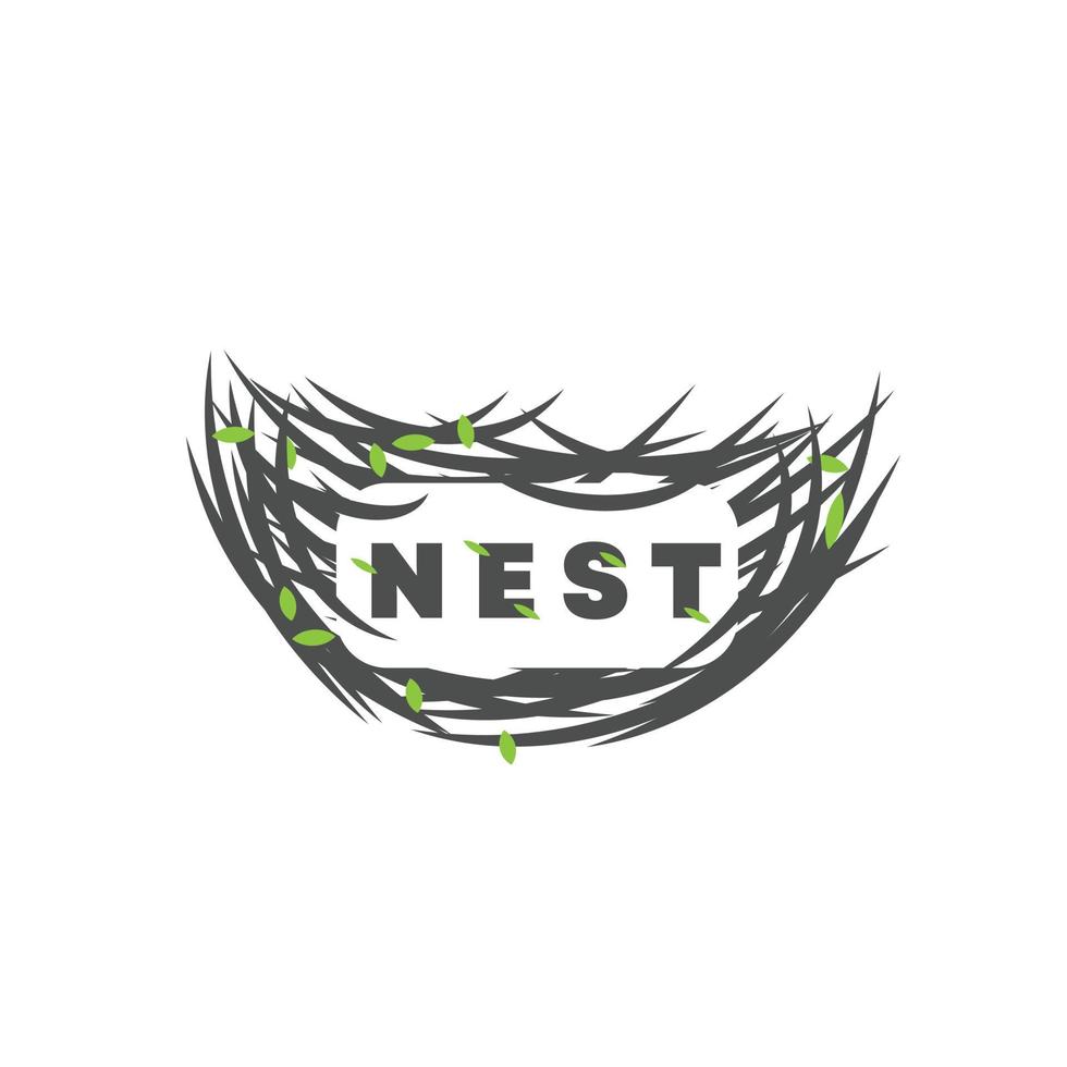 logo d'illustration de nid d'oiseau naturel vecteur