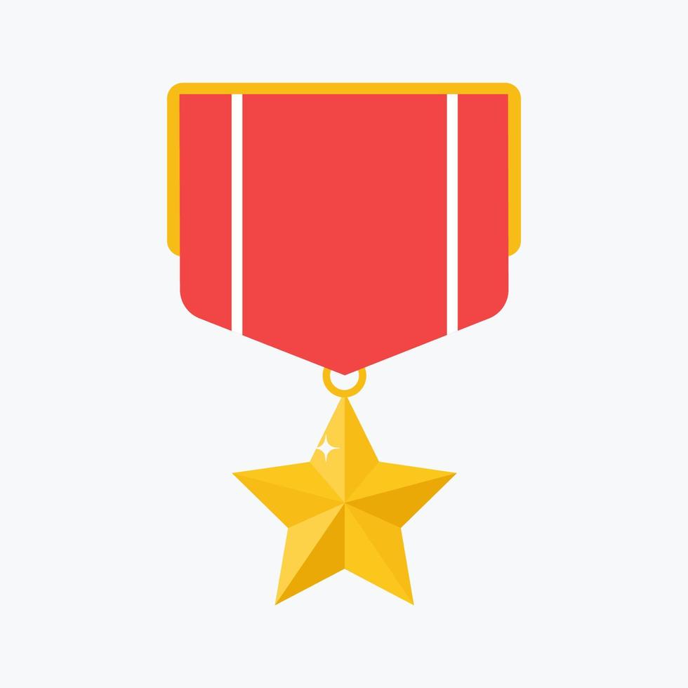 insigne d'or avec icône étoile. symbole de récompense en métal brillant. illustration de vecteur plat isolé sur fond blanc