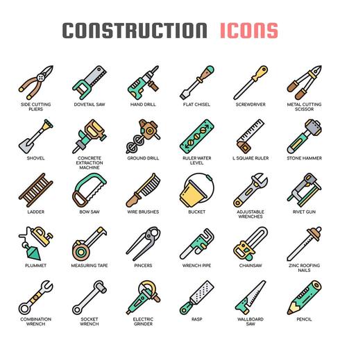 Outils de construction Thin Line Icons vecteur