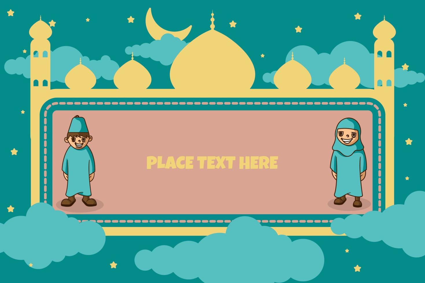 illustration vectorielle fond d'enfants ramadan, bon pour les enfants carte de voeux, produit pour enfants, fond de contenu ramadan pour enfants vecteur